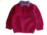 N E X T bordowy nakrapiany sweterek 2w1 koszula 68