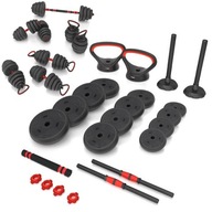 Regulovatelné činky kettlebell + činka + činky KOMPLET 6v1 30k