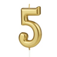 Świeczka urodzinowa na tort cyfra 5 Pięć Piątka Złota