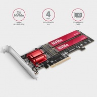 PCEM2-ND Kontroler PCIe x 8, 2x slot M.2 NVMe M-key RAID wsparcie dla płyt