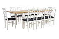 Drewniany stół dębowy 90x170/250 cm 10 krzeseł