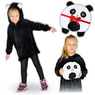 BLUZA DZIECIĘCA Z KAPTUREM PODUSZKA PANDA ONESIE CIEPŁA PLUSZOWA 110-116