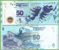 ARGENTÍNA MÁLNA 50 PESOS ND 2015 B P-362 UNC