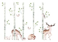 Samolepky na stenu BREZY les srnky zvieratá
