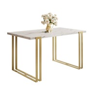Rozkladací stôl ACTON GOLD na zlatých nohách mramor bianco 140x80