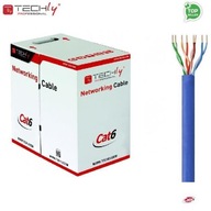 Kabel instalacyjny TechlyPro skrętka Cat6 UTP 4x2 drut CCA 305m, niebieski