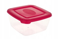Plast-Team transparentny pojemnik 0,95l kwadratowy czerwona pokrywka