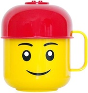 KUBEK LEGO GŁÓWKA GŁOWA TWARZ ZABAWNY GADŻET 250ml CZERWONA CZAPKA