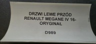 dveře levý předek RENAULT MEGANE IV 16- originál