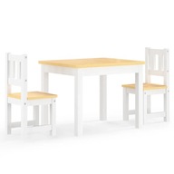 vidaXL 3-cz. detský set, stolík a stoličky, bielo-béžová, MDF