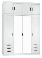 Szafa duża garderoba czterodrzwiowa z lustrem nadstawką szuflady EDEN biała