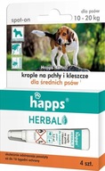 HAPPS Herbal Krople na Pchły i Kleszcze dla Średnich Psów 10-20kg 4sztuki