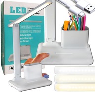 Lampka na biurko biurkowa LED dla dzieci organizer szkolna biała dotykowa