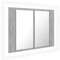 vidaXL Kúpeľňová skrinka so zrkadlom a LED, sivá betónová, 60x12x45 cm