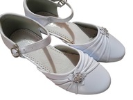 Buty komunijne białe z kwiatkiem baleriny na obcasie r. 37