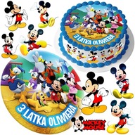 MEGA ZESTAW OPŁATEK NA TORT MYSZKA MIKI MICKEY MOUSE + 8szt POSTACI + TEKST