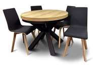 Rozkladací stôl fi100+2×40cm LOFT + 4 stoličky LUKA
