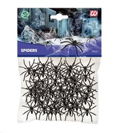 Czarne pająki - 50 sztuk Gadżety Dekoracje ozdoby Halloween