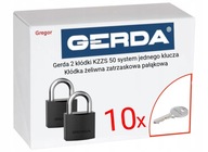 .10 Kľúče. Gerda 2 visiace zámky KZZS 50 systém jedného kľúča + 10 kľúčov