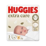 HUGGIES Extra Care 1 Pieluchy 2-5 kg, 26 sztuk