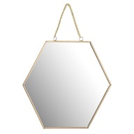 Nástenné zrkadlo zlaté šesťhranné s retiazkou 25x22 cm HEXAGON