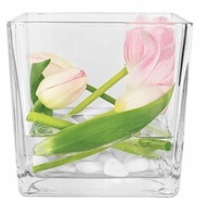Sklenená váza štvorcová 12x12dekoračná nádoba