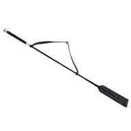 Riding Crop with Leather and Fiberglass Shaft Durable and Nonslip Black
