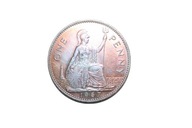 WIELKA BRYTANIA One Penny 1967 r. PATYNA Moneta ELŻBIETA II (E0120-3)