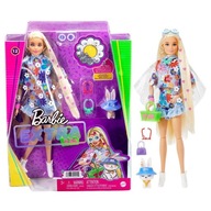 LALKA BARBIE EXTRA KOMPLET W KWIATKI KRÓLIK blond