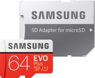 Samsung EVO Plus microSDXC Memory Card 64GB + SD adaptér