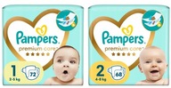 Pieluszki Pampers Premium Care Rozmiar 1 + Rozmiar 2 140 szt.