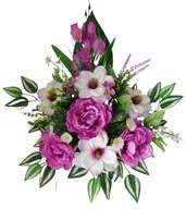 Stroik na grób, cmenatrz kompozycja kwiatowa, peonia, fiolet- biel