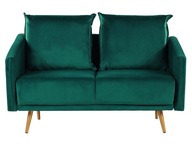 Sofa 2-osobowa welur 130x78 zielono-złota