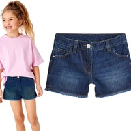 Next Dziecięce Dziewczęce Bawełniane Krótkie Spodenki Ciemny Jeans 158 cm
