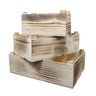 Fa tárolók ládák szett 3 db égetett