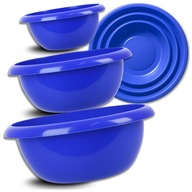 KONYHAI TÁL KÉSZLET MŰANYAG TÁLAK 3x TÁL KEREK SALÁTA TÁL