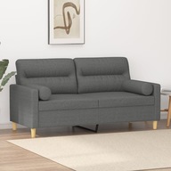 2-osobowa sofa z poduszkami, ciemnoszara, 140 cm, tkanina