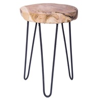 Drevená stolička s kovovými nohami Loft taburetka TEAK Scandi stolička 42cm