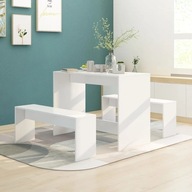 3-dielna sada jedálenského nábytku biely materiál na báze dreva