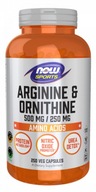 NOW FOODS Arginín 500 mg + Ornitín 250 mg (250 kapsúl)