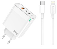 Nabíjačka Rýchla Quick 65W 2 x USB-C +USB3.0 + kábel pre iphone lightning