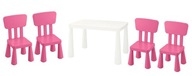 IKEA MAMMUT Konferenčný stolík biely + 4 detské stoličky
