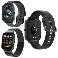 Smartwatch zegarek czarny na pasku bransoleta w zestawie kwadratowa tarcza