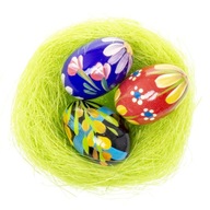 Jajka Wielkanocne Pisanki Drewniane Ręcznie Malowane Dekoracje Wielkanocne