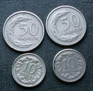Zestaw 4 monet - 10 i 50 groszy 1991 / 1992