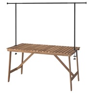 IKEA ASKHOLMEN/HELGEO Stôl s dekoratívnou tyčou tmavohnedý 143 cm