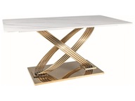 Jedálenský stôl HERMES biely mramor/zlatý 160x90cm SIG