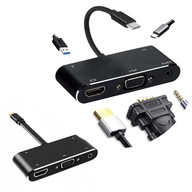 ADAPTER HUB 5W1 USB USB-C HDMI VGA MINI JACK 3,5MM PRZEJŚCIÓWKA 3.0 PD 4K