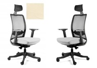 Krzesło Biurowe ANGGUN Białe Unique Skóra Ergonomiczne Obrotowe Siatka
