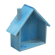 Drevený dom nástenná polica - modrá